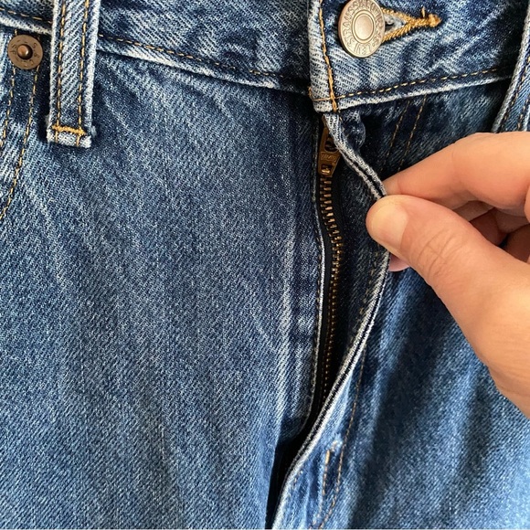 Levis High Waisted Straight Jeans Woman 30 Medium Wash Preppy Streetwear FLAW - Picture 5 of 16